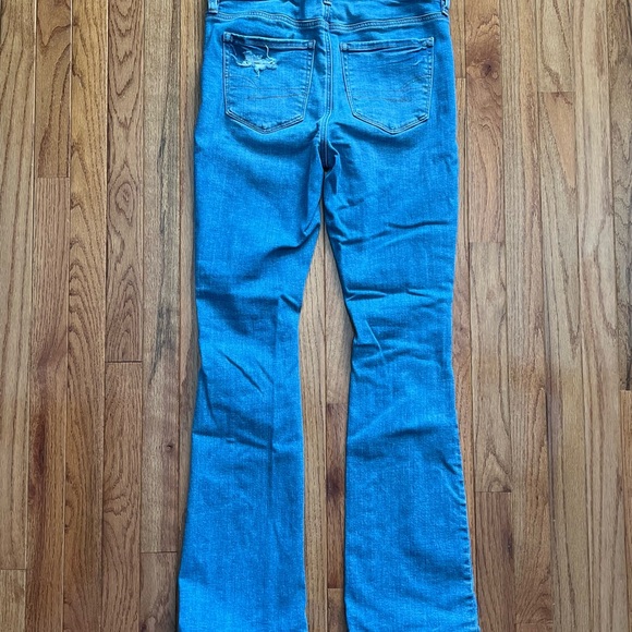 American Eagle High Rise Skinny Kick Distressed Jeans, blue, stretchy Size 6 - Picture 7 of 9